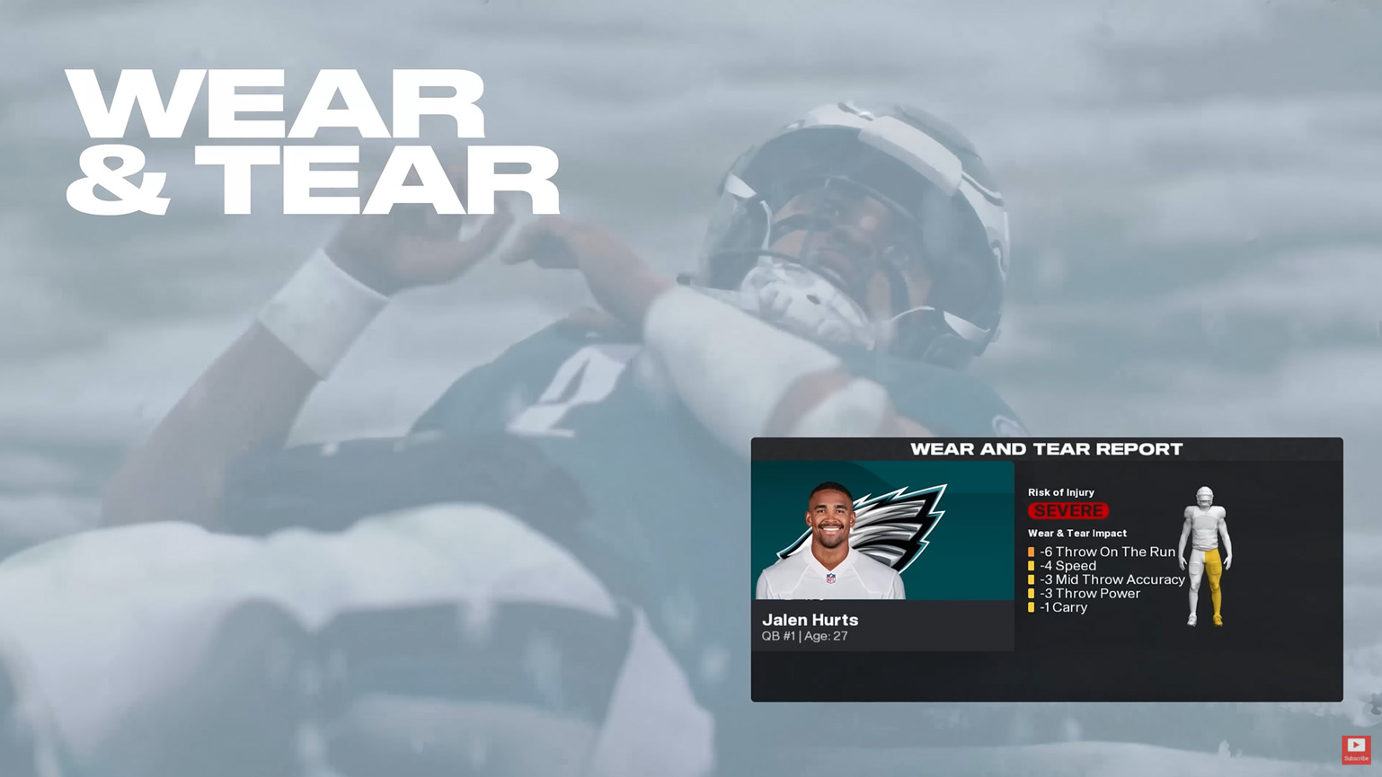 Screenshot of Madden NFL 26 showing the new Wear and Tear report.